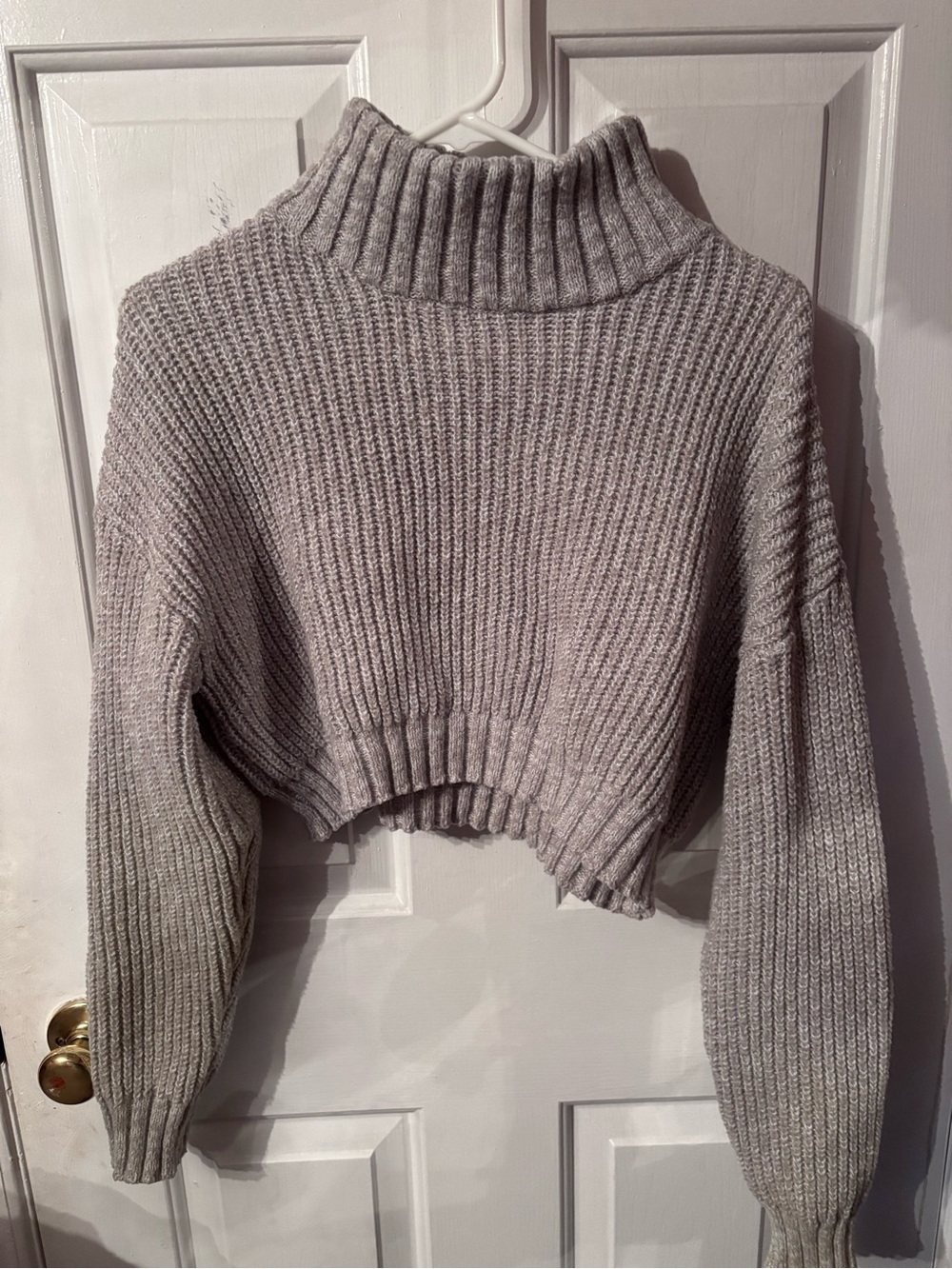 SHEIN Gray Cropped Ribbed Turtleneck Sweater